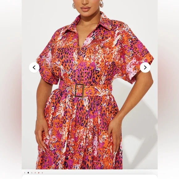 Rachel Collared Long Sleeve Maxi Dress - Brown/combo Size 3X - Picture 5 of 6